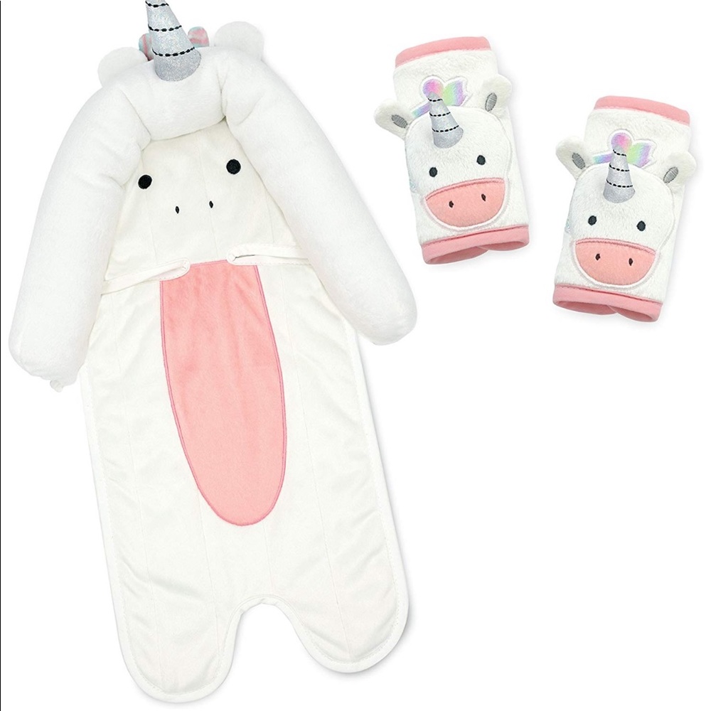 3 piece baby head support and strap protector! EUC